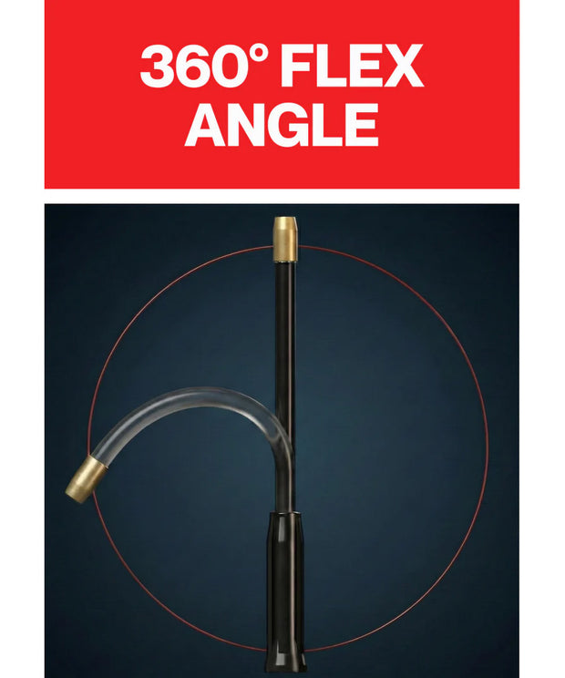 FLEXMIG 360 flexible welding neck extension by ROBTOOLS showing full multi-directional bending capability for automotive repairs.