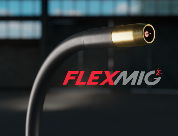 ROBTOOLS FLEXMIG precision welding system showing the flexible MIG welding extension neck for high-access automotive repairs.